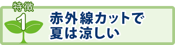 特徴1：赤外線カットで夏は涼しい